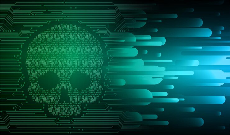 Vector cyber hacker ataque fondo cráneo vector