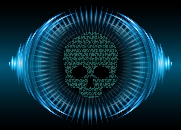 cyber hacker ataque fondo cráneo vector