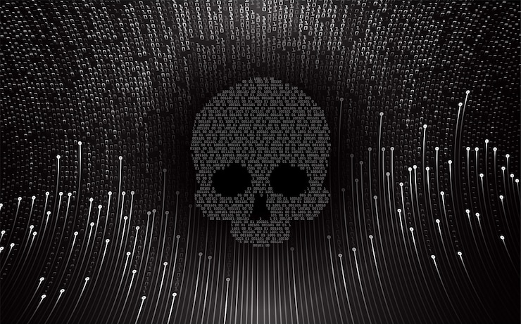 Vector cyber hacker ataque fondo cráneo vector