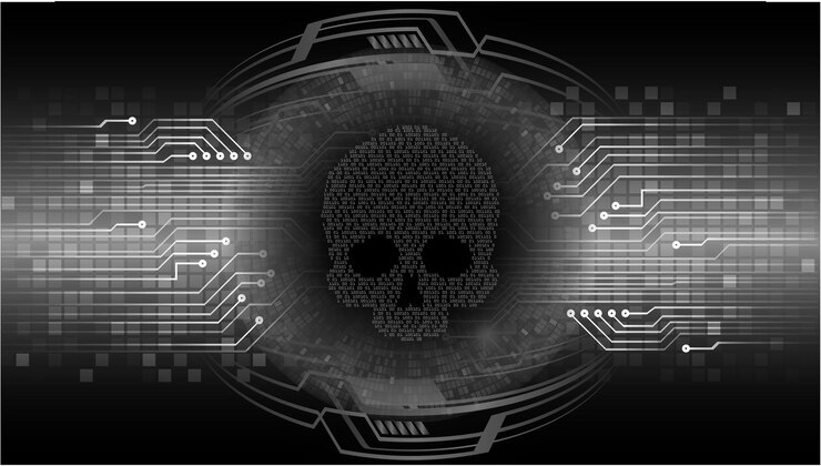 Vector cyber hacker ataque fondo cráneo vector