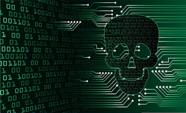 Cyber hacker ataque fondo cráneo vector