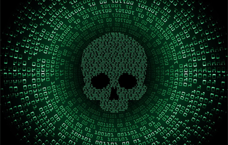 Vector cyber hacker ataque fondo cráneo vector