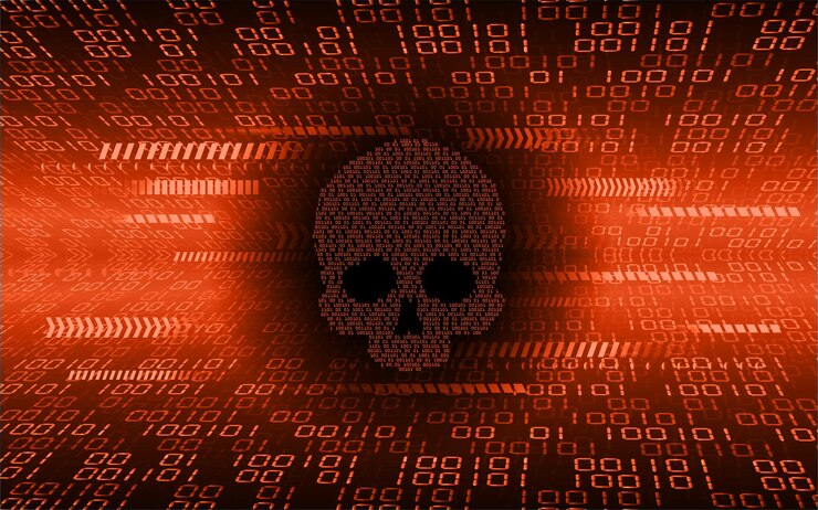 Vector cyber hacker ataque fondo cráneo vector