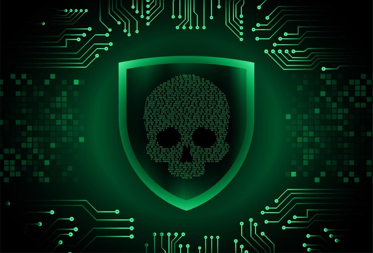 Vector cyber hacker ataque fondo cráneo vector