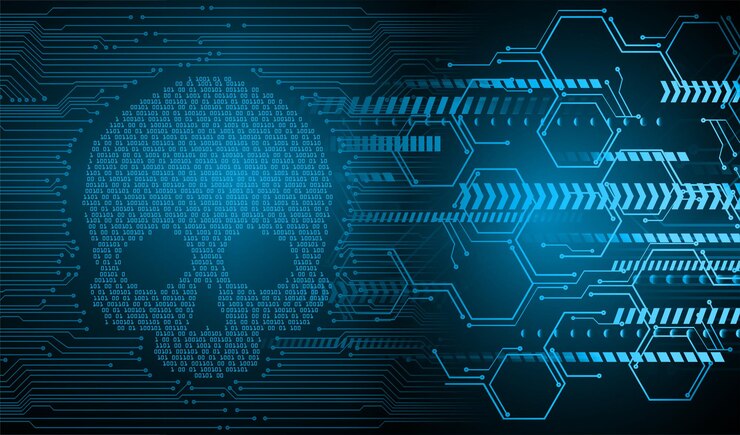 Vector cyber hacker ataque fondo cráneo vector