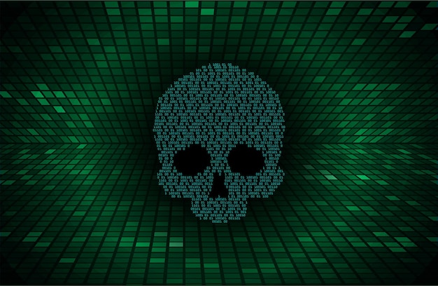 cyber hacker ataque fondo cráneo vector