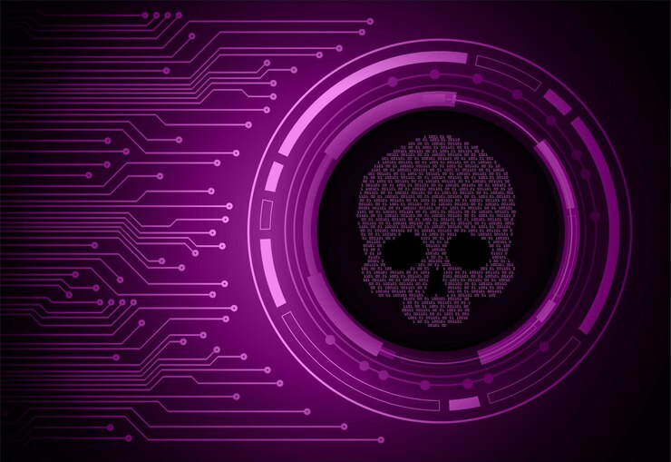 Vector cyber hacker ataque fondo cráneo vector