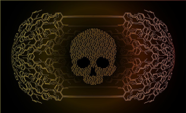 cyber hacker ataque fondo cráneo vector