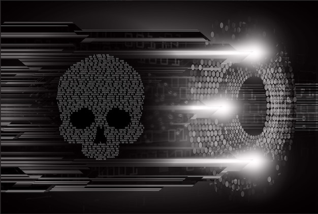 cyber hacker ataque fondo cráneo vector
