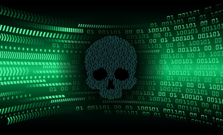 Vector cyber hacker ataque fondo cráneo vector