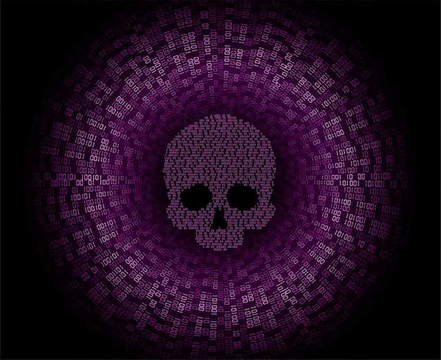 cyber hacker ataque fondo cráneo vector