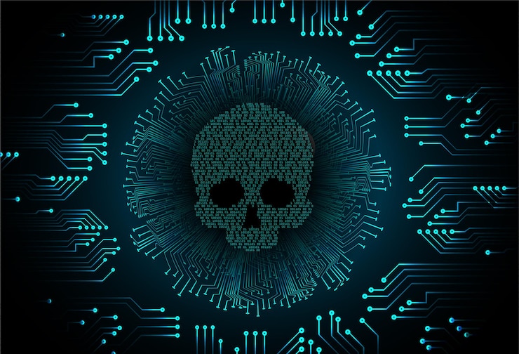 Vector cyber hacker ataque fondo cráneo vector