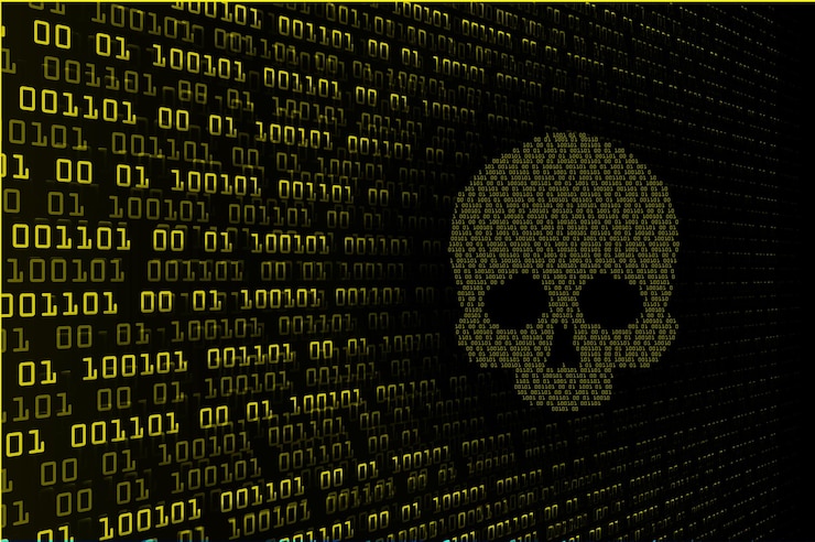 Vector cyber hacker ataque fondo cráneo vector