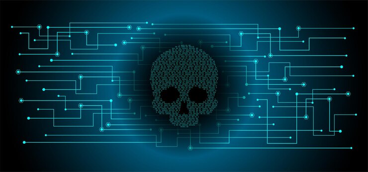 Vector cyber hacker ataque fondo cráneo vector