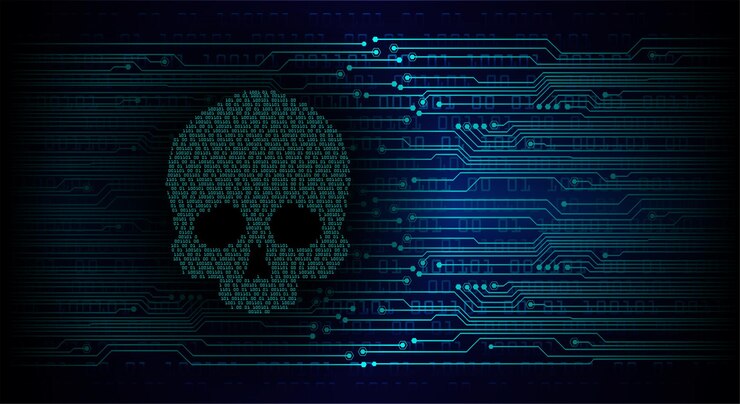 Vector cyber hacker ataque fondo cráneo vector