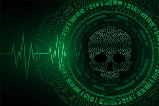 cyber hacker ataque fondo cráneo vector