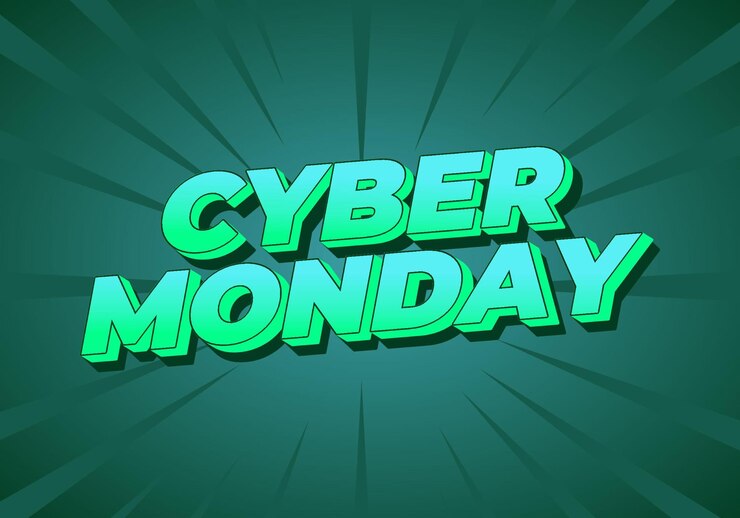 Vector cyber lunes efecto de texto en 3d y fuentes en negrita para anuncios digitales