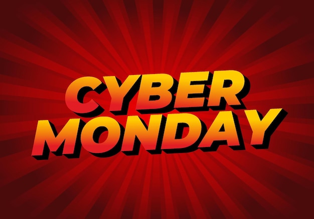 Cyber lunes Efecto de texto en 3D y fuentes en negrita para anuncios digitales