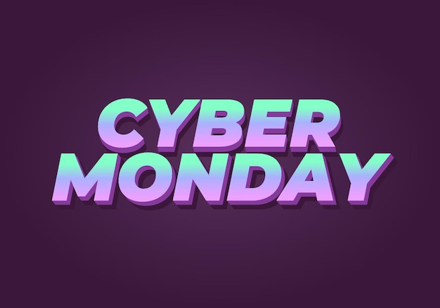 Cyber lunes Efecto de texto en 3D y fuentes en negrita para anuncios digitales