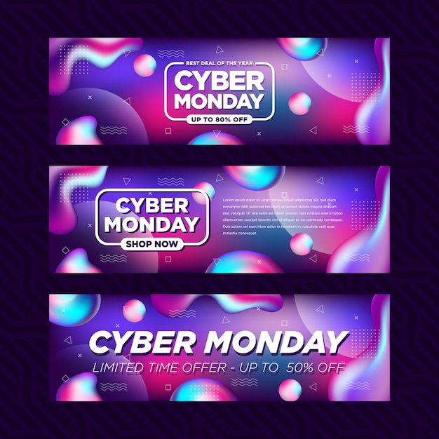 Cyber lunes grandes ofertas venta resumen fluido banner