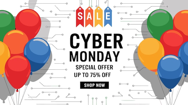 Cyber lunes venta extravagante hasta un 75% de descuento oferta especial