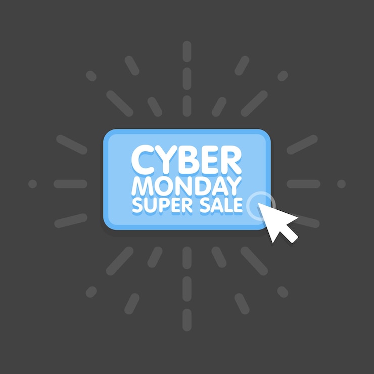 Vector cyber monday, concepto de marketing y compras en línea, ilustración vectorial.