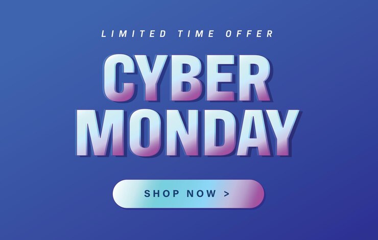 Vector cyber monday cyber monday venta cartel horizontal o pancarta para descuentos de temporada