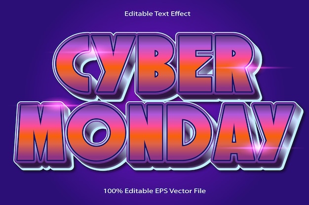 Cyber Monday Efecto de texto editable Estilo de gradiente de dibujos animados en relieve