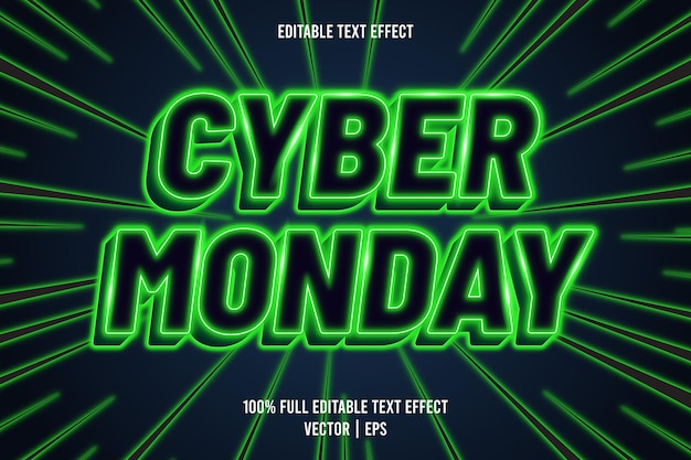 Cyber monday efecto de texto editable estilo neón