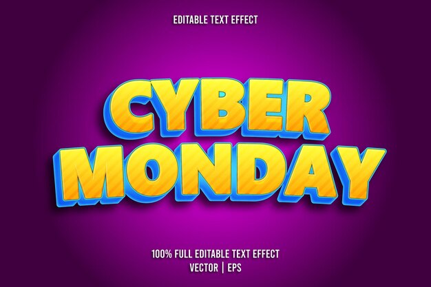 Cyber monday efecto de texto editable estilo retro