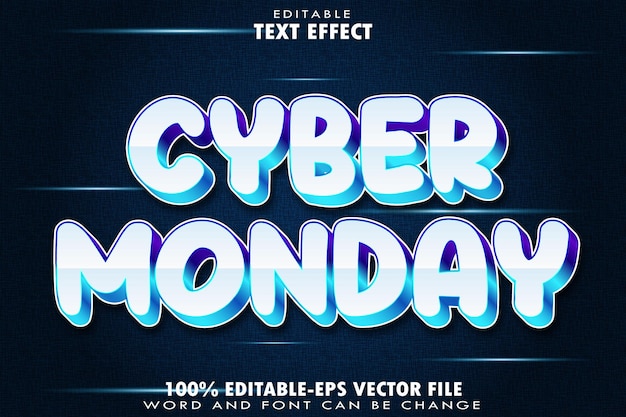 Cyber Monday Efecto de texto editable Transformación del estilo de gradiente en relieve