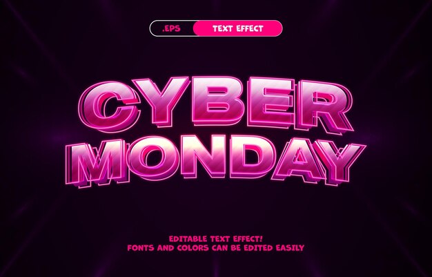 Cyber Monday Efecto de texto plantilla editable en formato EPS