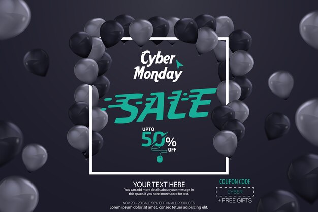 Cyber ​​monday sale banner ad vector plantilla de diseño