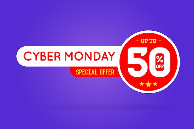 Cyber Monday Sale Sign Banner Poster listo para Web e Print Vector Super Mega enorme venta con oferta especial