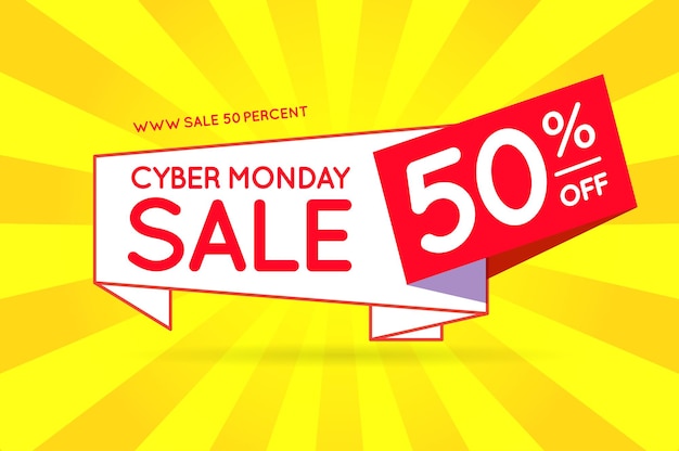 Cyber Monday Sale Sign Banner Poster listo para Web e Print Vector Super Mega enorme venta con oferta especial