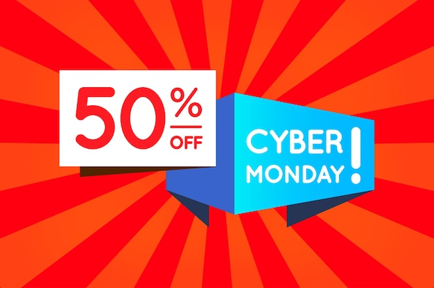 Cyber Monday Sale Sign Banner Poster listo para Web e Print Vector Super Mega enorme venta con oferta especial