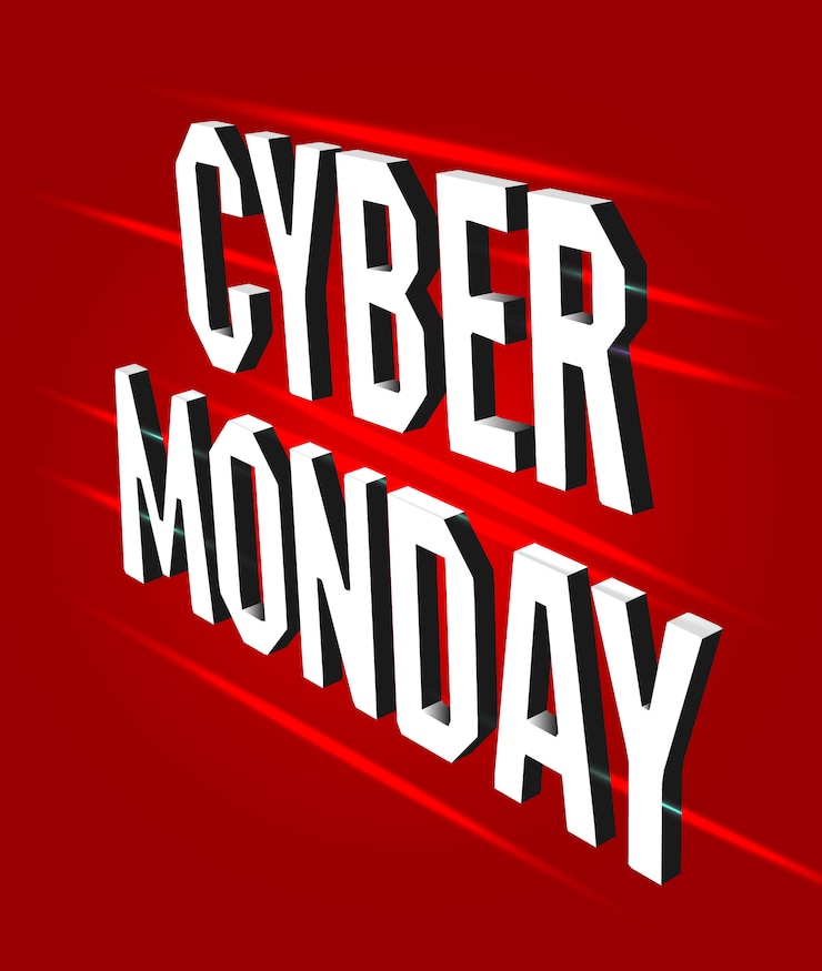 Vector cyber ​​monday web banner. concepto de visualización de datos. ilustración vectorial isométrica 3d.