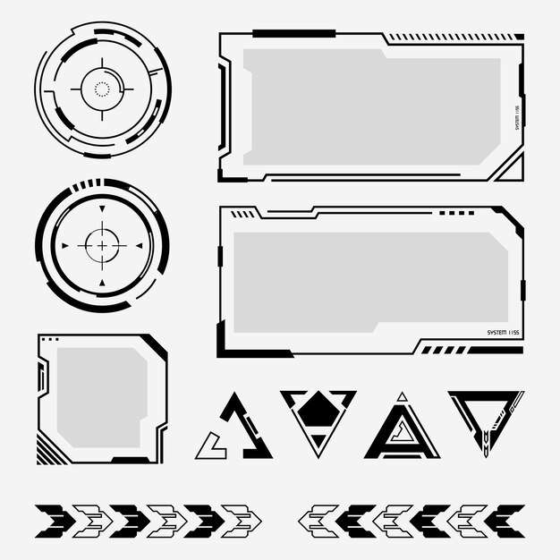 Cyberpunk Futuristic Elements Collection HUD cuadros redondos o fronteras del marco de la interfaz futurista