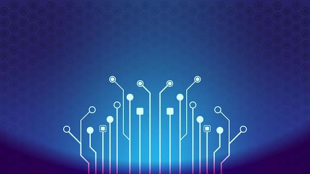 Cyberpunk Plantilla de diseño de fondo Tarjeta de circuito Árbol Ilustración vectorial con textura de piel de reptil SciFi PCB Trace Concepto de diseño de transferencia de datos La luz supera en el color degradado de neón oscuro