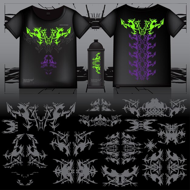 Cyberpunk scifi gaming futurista conjunto de patrones de iconas colección de plantillas hud para la marca moda t