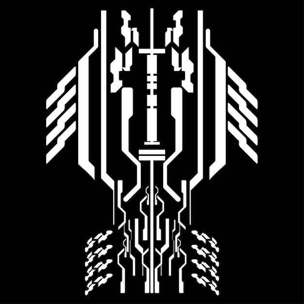 Cyberpunk scifi gaming icono futurista hud patrón conjunto sin costuras plantilla de colección ilustración 2d