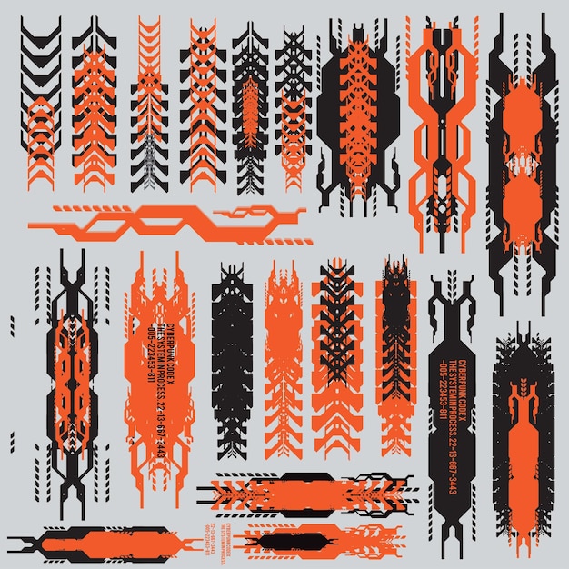 Cyberpunk y2k: juegos futuristas, icono, conjunto de patrones, colección de plantillas para marcas, decoraciones de camisetas de moda, adhesivos, ilustraciones en 2D, renderización vectorial.