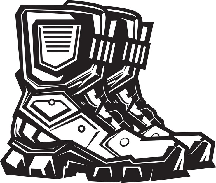 Vector cybersoles vector black logo icon de las botas de alta tecnología spacesprint diseño de emblemas de botas futuristas
