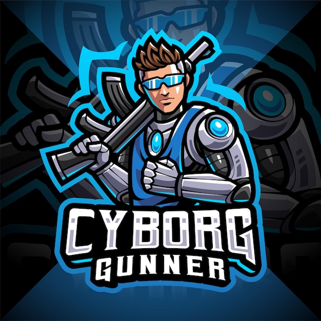 Cyborg gunners esport mascot logo design
