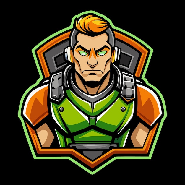 Cyborg Pro jugador esport juego mascota plantilla de logotipo
