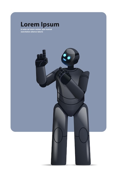 cyborg robot negro apuntando a algo moderno carácter robótico tecnología de inteligencia artificial