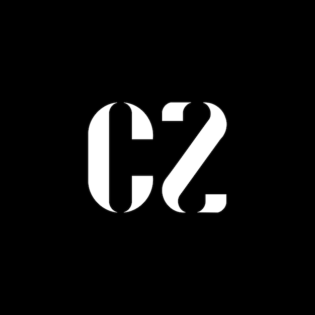CZ C Z diseño de la letra del logotipo Letra inicial CZ monograma en mayúsculas logotipo de color blanco logotipo CZ diseño CZ CZ Zx9