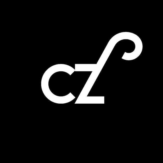 CZ diseño de letra de logotipo en fondo negro CZ iniciales creativas concepto de logotipo de letra cz diseño de letra CZ diseño en letra blanca en fondo negra C Z c z logotipo