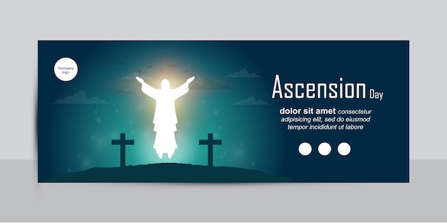 DÍA DE LA ASCENSIÓN DE JESÚS CON UN SÍMBOLO DE LA ESTATUA DE JESÚS BLANCO Y UNA ILUSTRACIÓN DE FONDO AZUL PARA LANDSCA