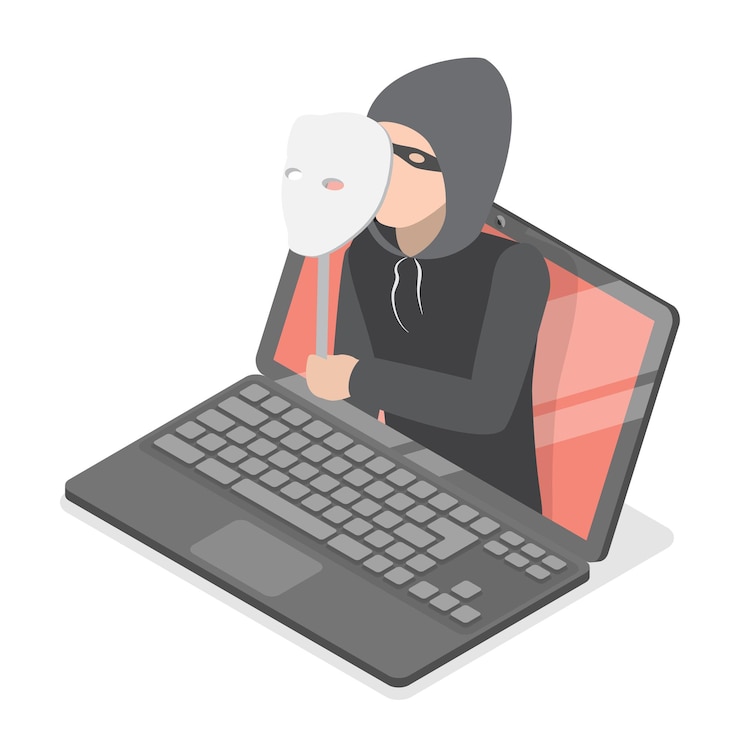 Vector d conjunto de vectores planos isométricos de iconos de hackers artículo de cibercrimen
